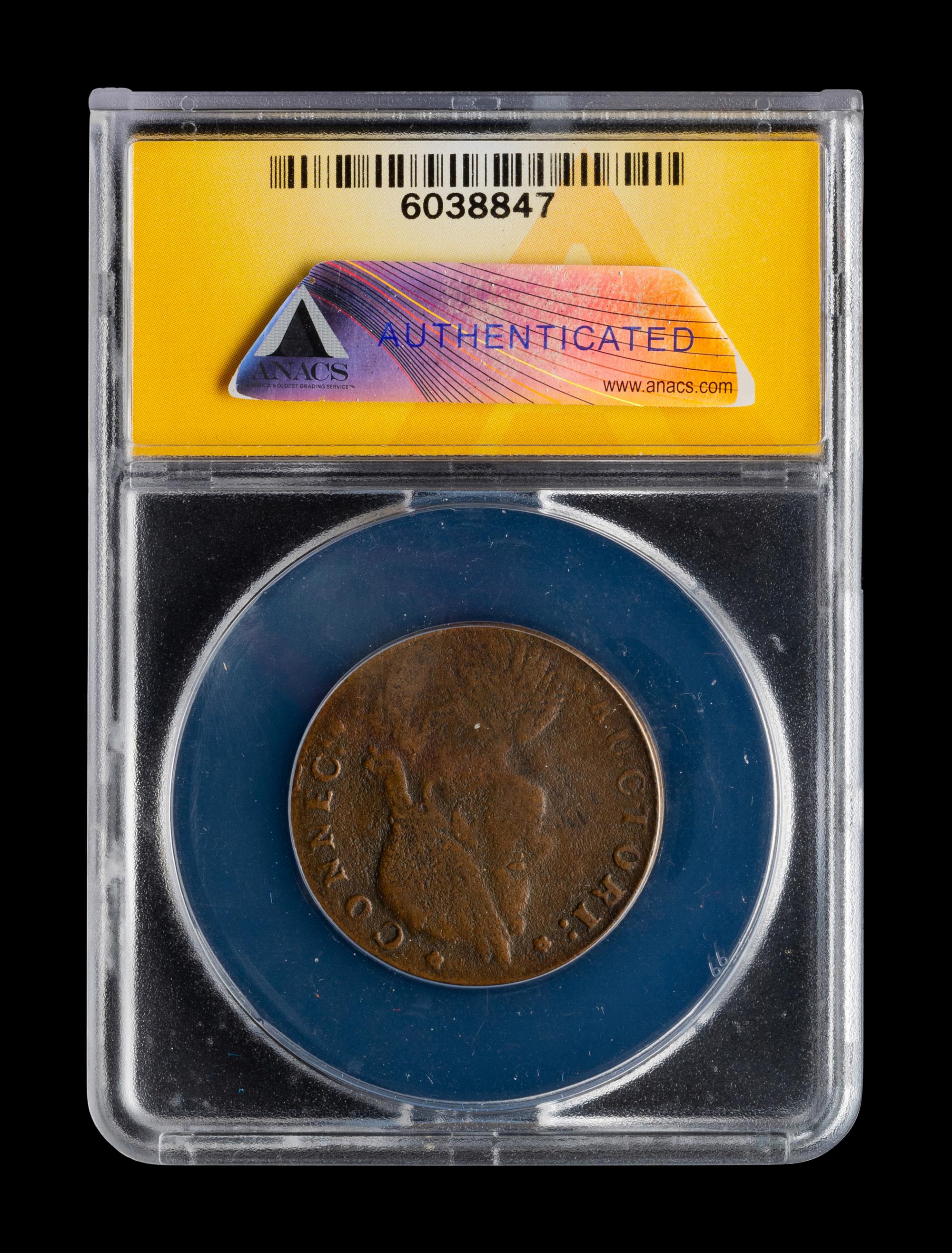 [COLONIAL] A 1787 Connecticut Copper Draped Bust: Left (ANACS F15)