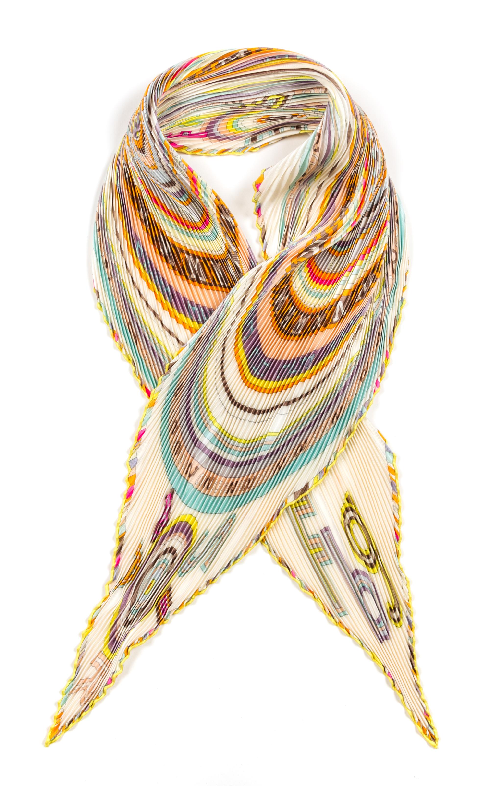 An Hermes 90cm Plisse Silk Scarf, 36"x36".