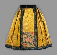 Two Chinese Embroidered Silk Skirts