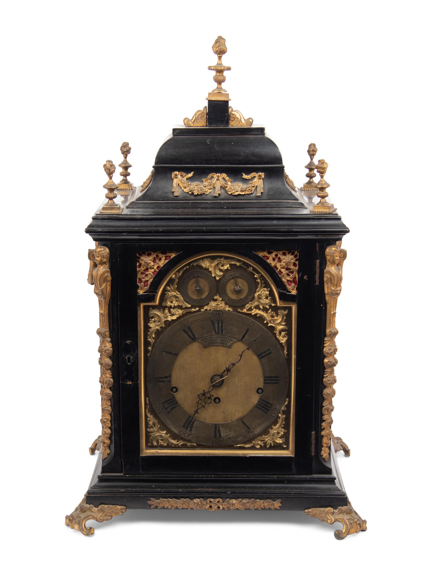 A Scottish Gilt Bronze Mounted Ebonized Bracket Clock