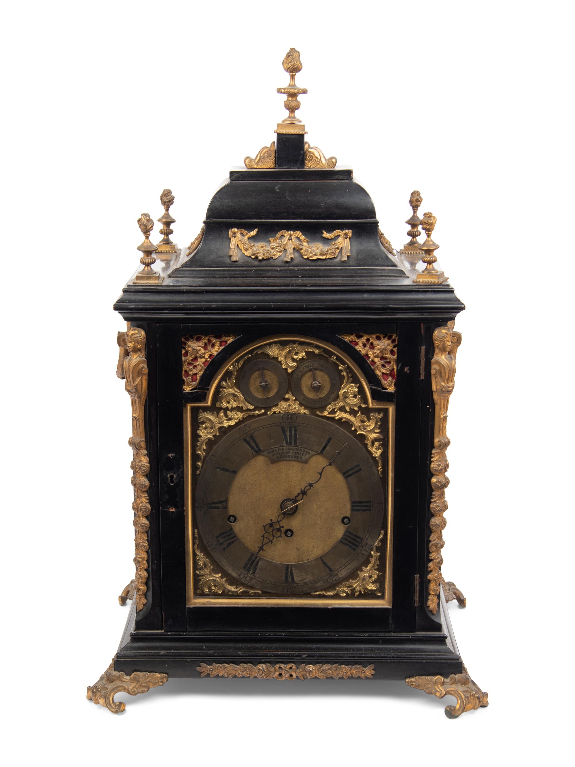 A Scottish Gilt Bronze Mounted Ebonized Bracket Clock