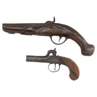 Two Antique Single Shot Percussion Pistols