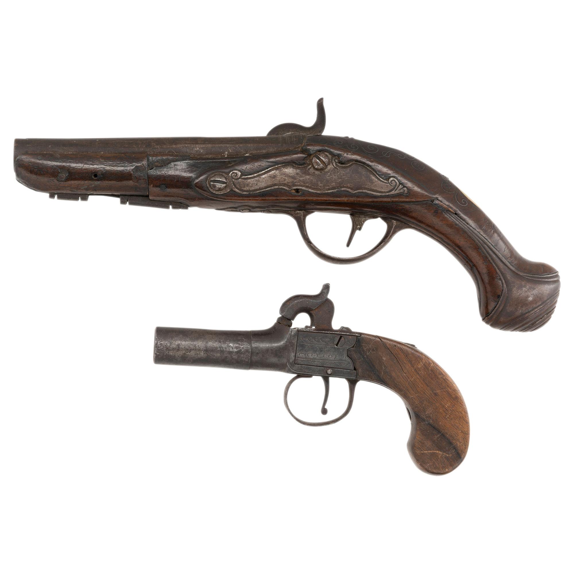 Two Antique Single Shot Percussion Pistols