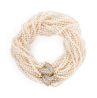 BICOLOR GOLD, PEARL, AND DIAMOND TORSADE BRACELET