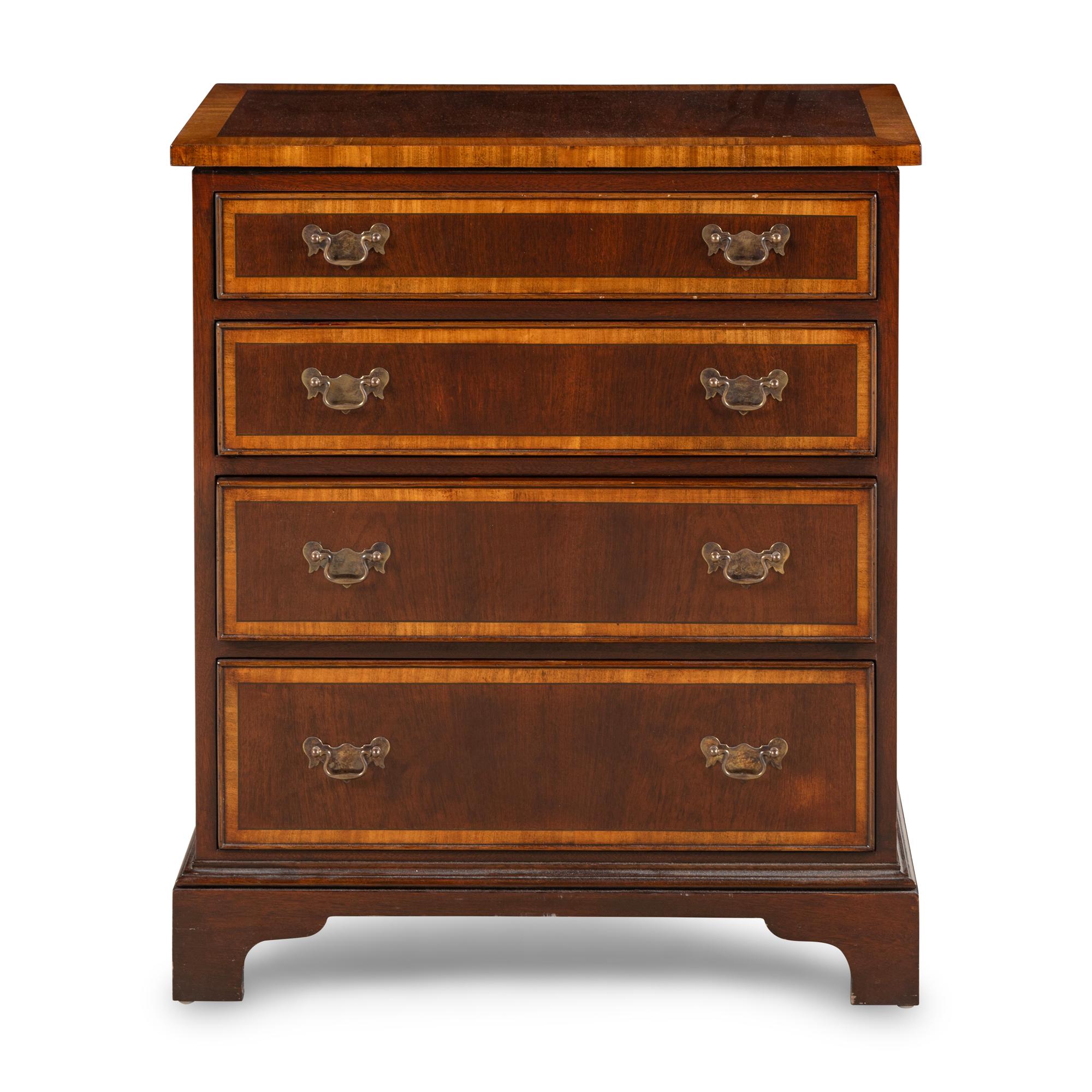 A George III Style Mahogany and Satinwood Chest of Drawers