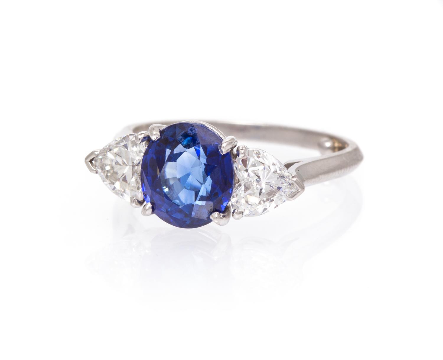 A Platinum, Sapphire and Diamond Ring, 4.90 dwts.