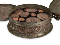 An Indian Silvered Metal Locking Container