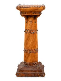 A Nailhead Decorated Leather Clad Pedestal