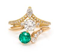 An 18 Karat Yellow Gold, Emerald and Diamond Ring, 2.80 dwts.