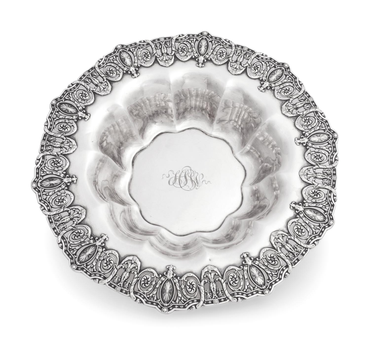 An American Silver Bowl with a Pierced Rim