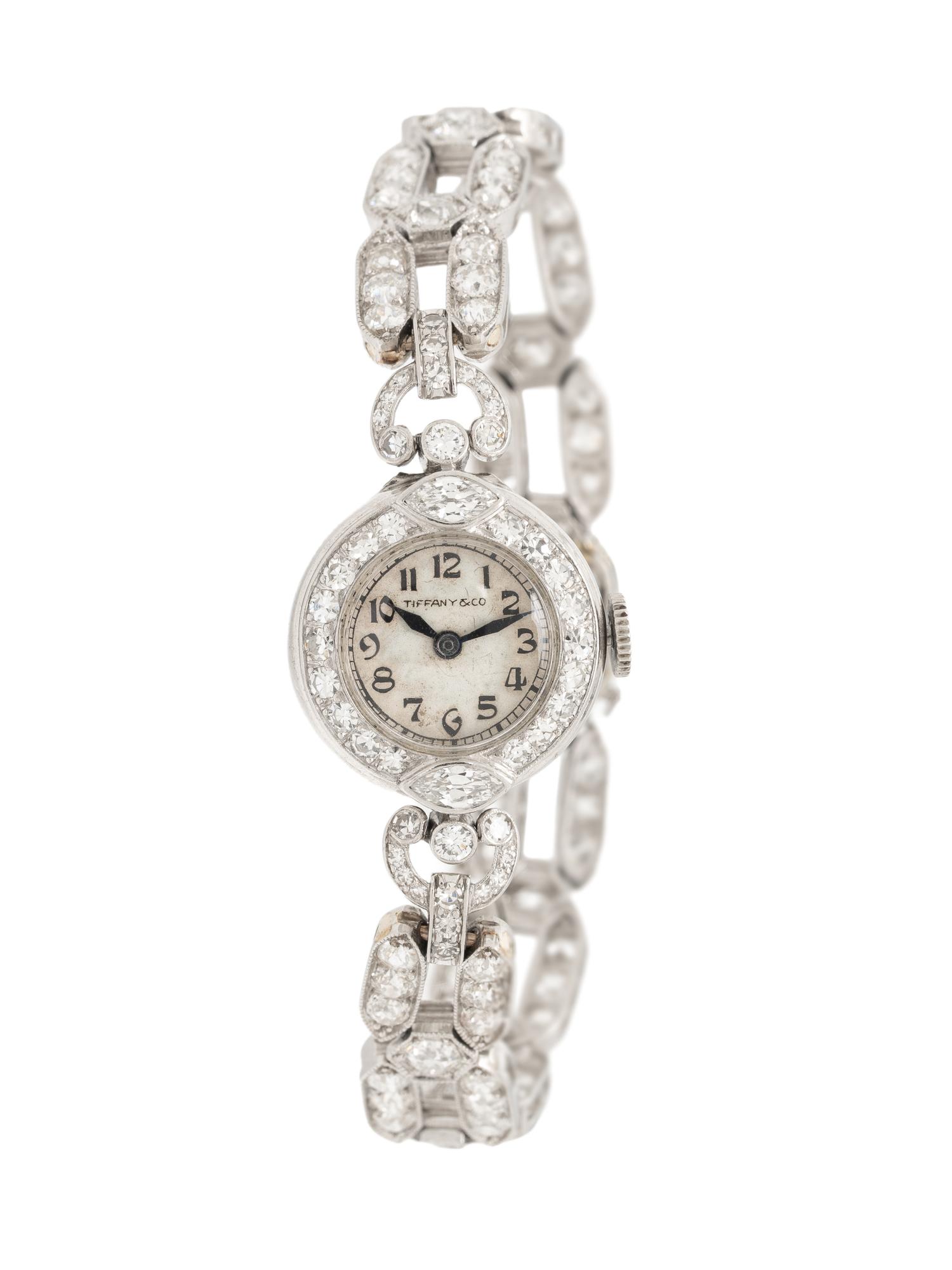 TIFFANY & CO., ANTIQUE, DIAMOND AND PLATINUM WATCH