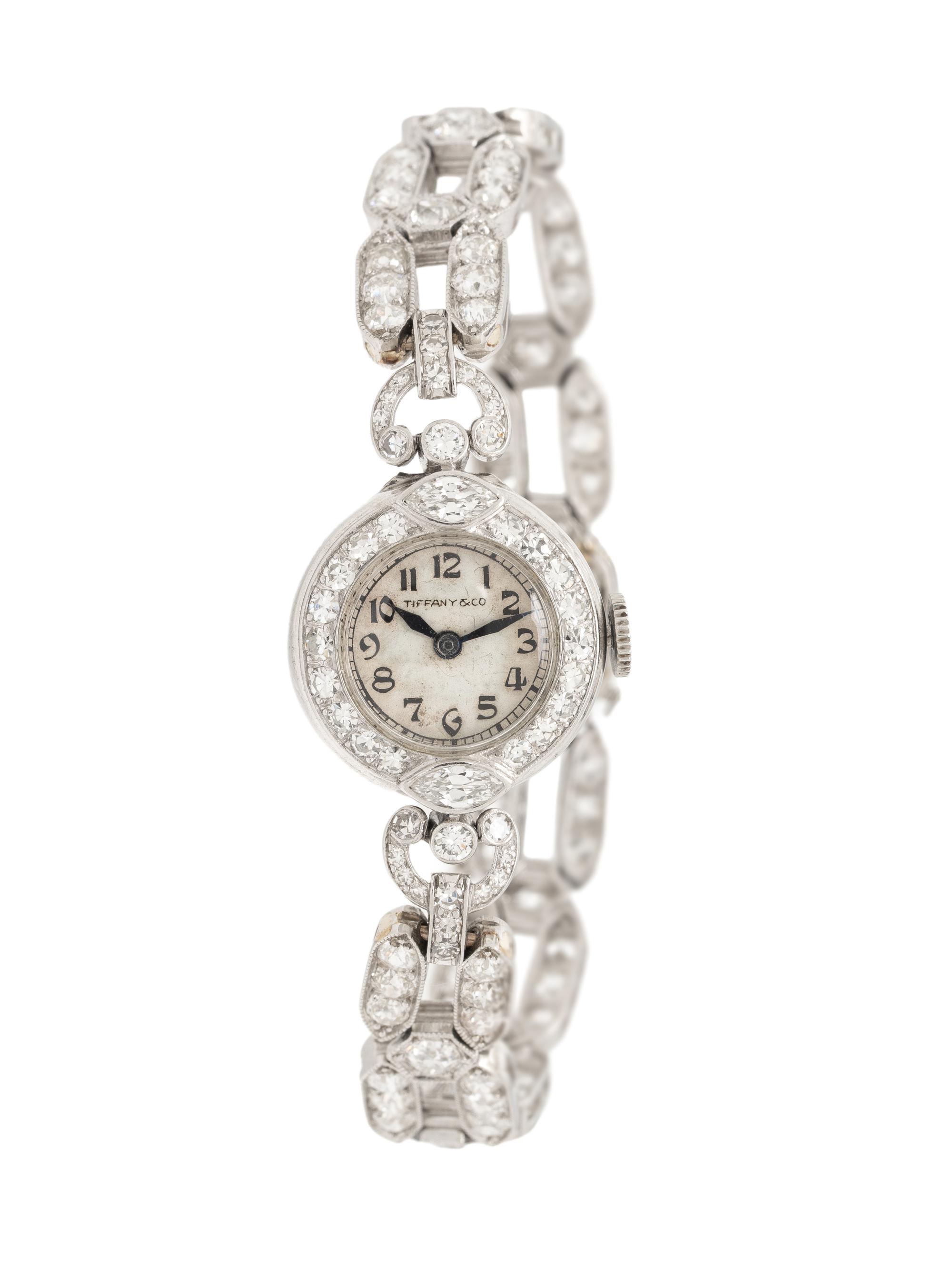 TIFFANY & CO., ANTIQUE, DIAMOND AND PLATINUM WATCH