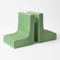 A Pair of Wedgwood Keith Murray (1892-1981) Designed Matt Green Bookends UK, 1930s
