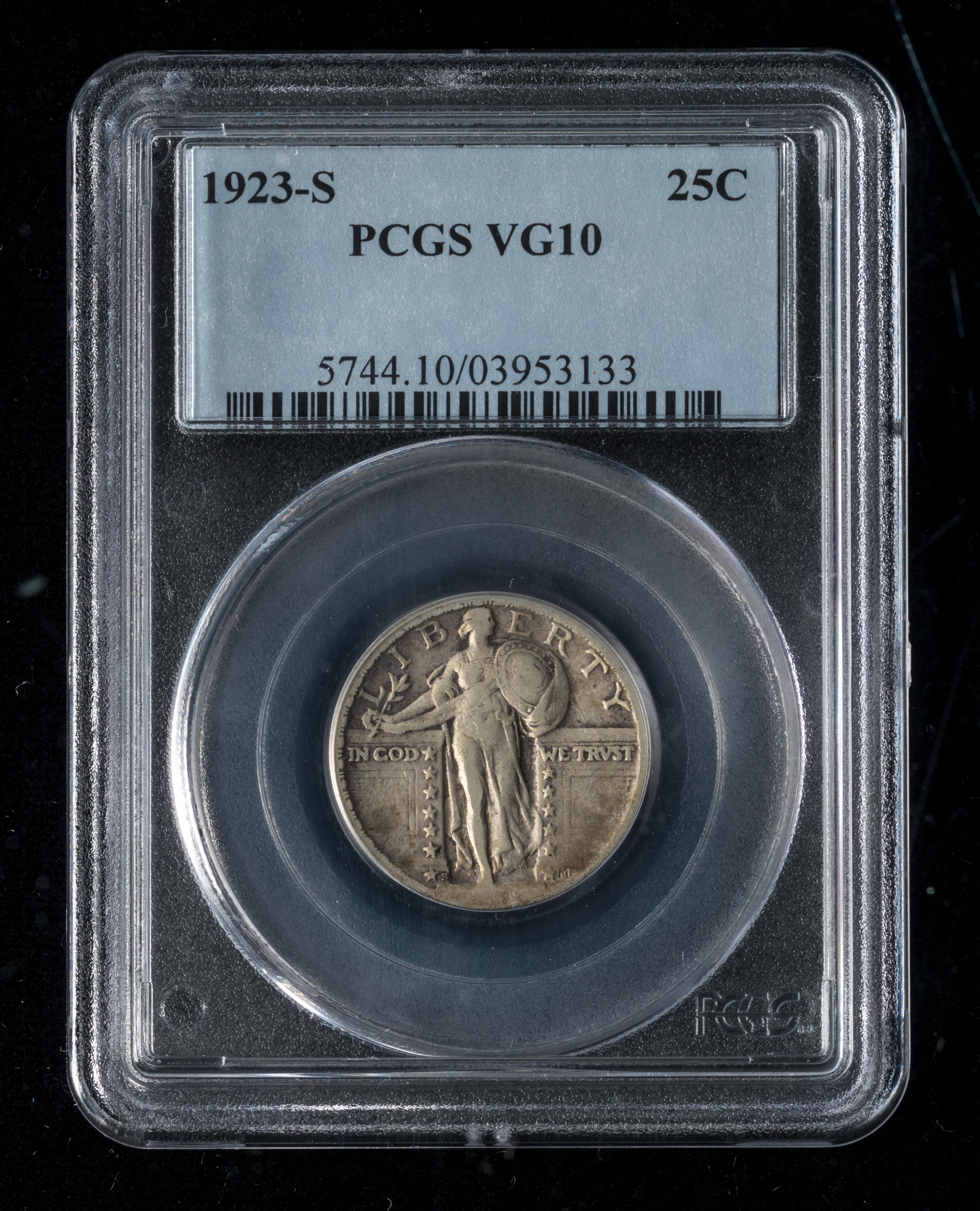 A United States 1923-S Standing Liberty 25c Coin