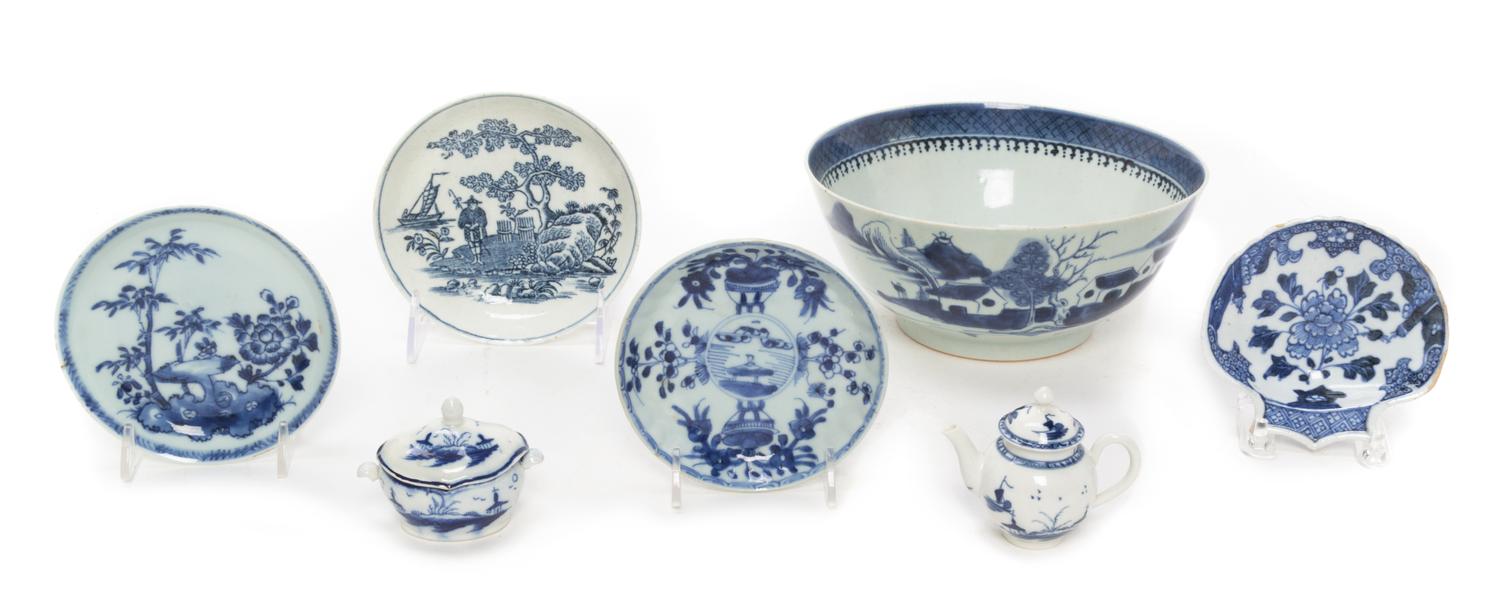 A Collection of Chinese Export Porcelain Table Articles Diameter of first 8 inches.
