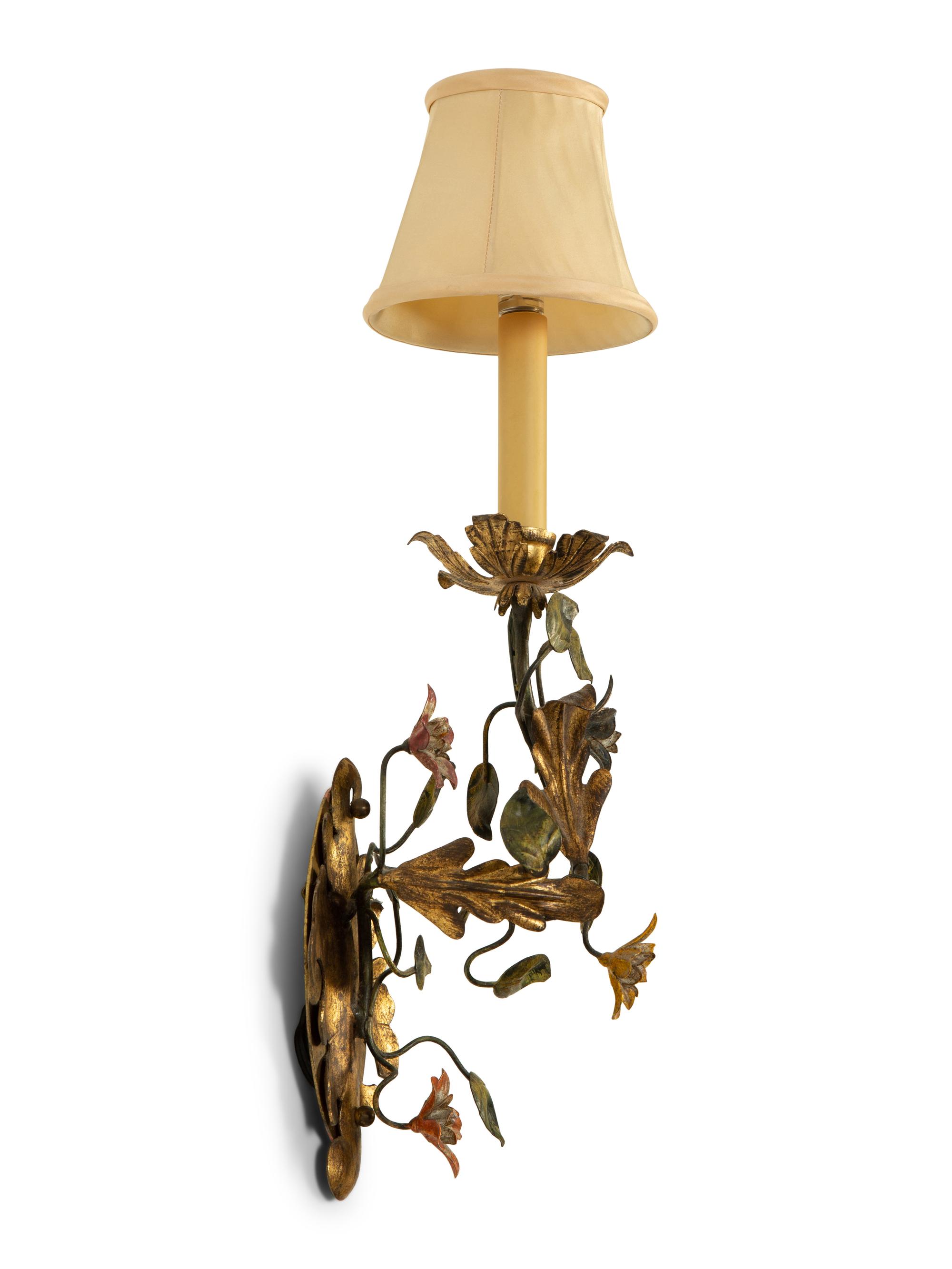 A Pair of Tole Peinte Single-Light Sconces — 20th Century