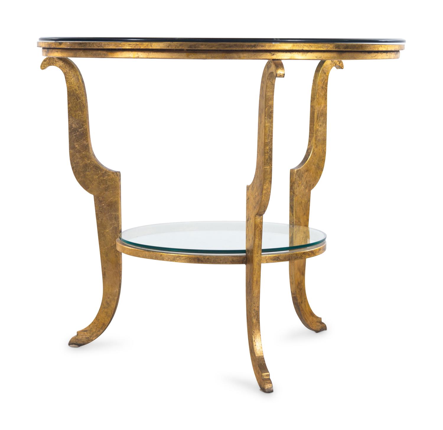 A Contemporary Gilt Metal and Glass Center Table
