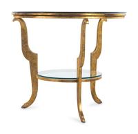 A Contemporary Gilt Metal and Glass Center Table