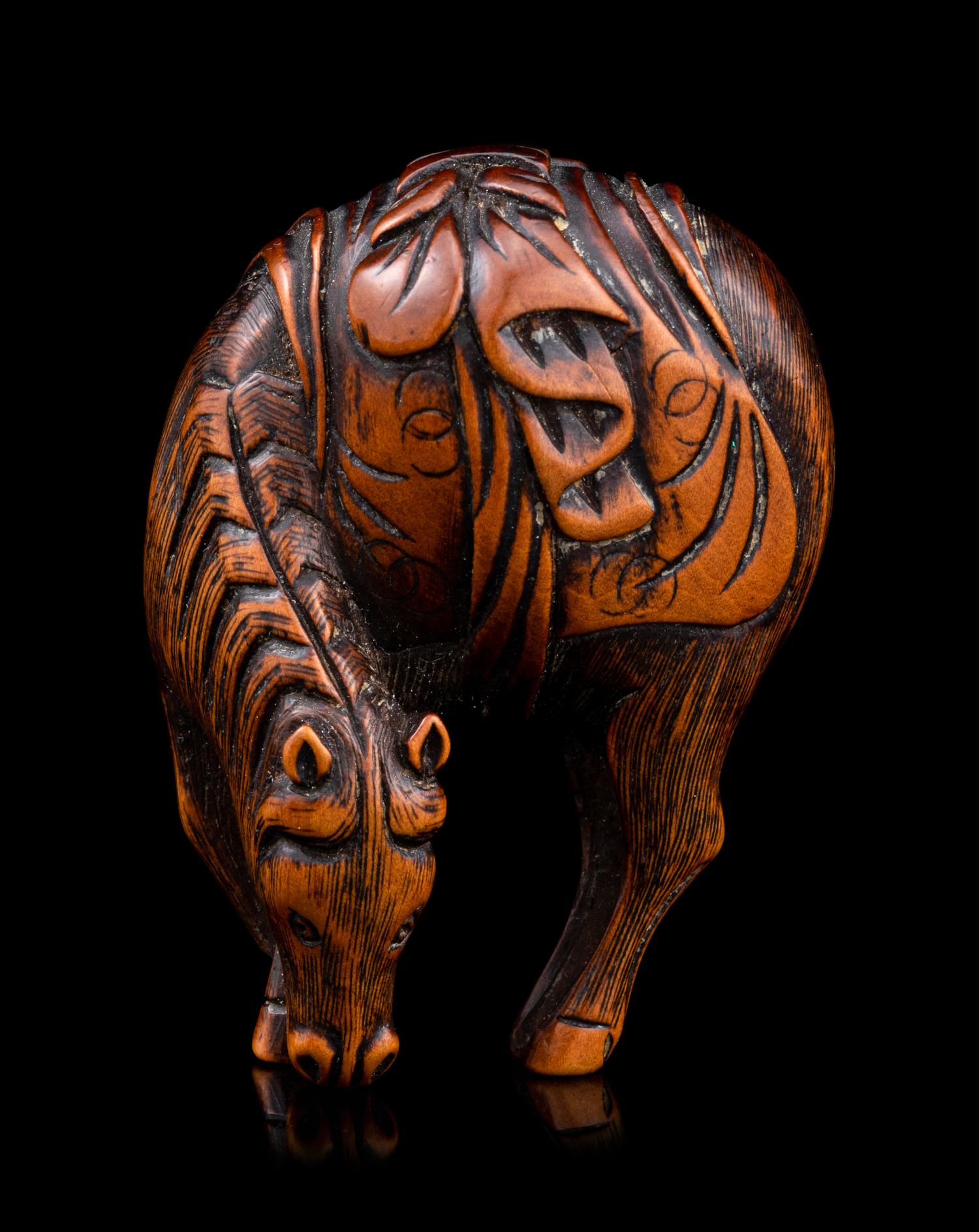 Seven Japanese Carved Wood Animal-Form Netsuke