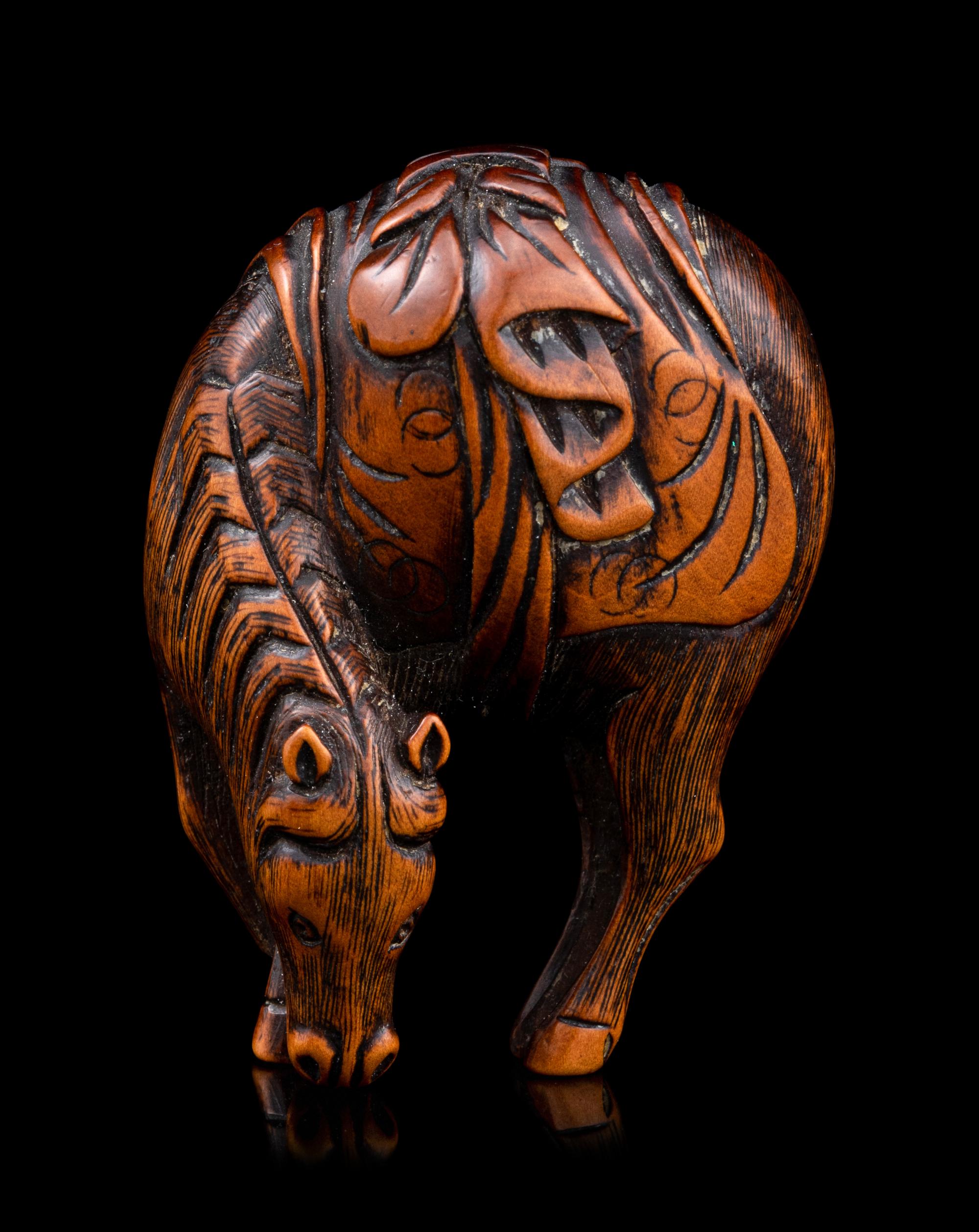 Seven Japanese Carved Wood Animal-Form Netsuke