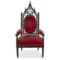 Gothic Revival carved and turned walnut armchair mid-19th century