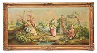 A Continental Painting on Canvas, Height 29 x width 61 inches.