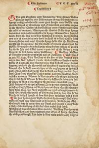 [Incunabula] [Caxton, William] (Higden, Ralph). An Original Leaf From Caxton's 1482 "Polychronicon"