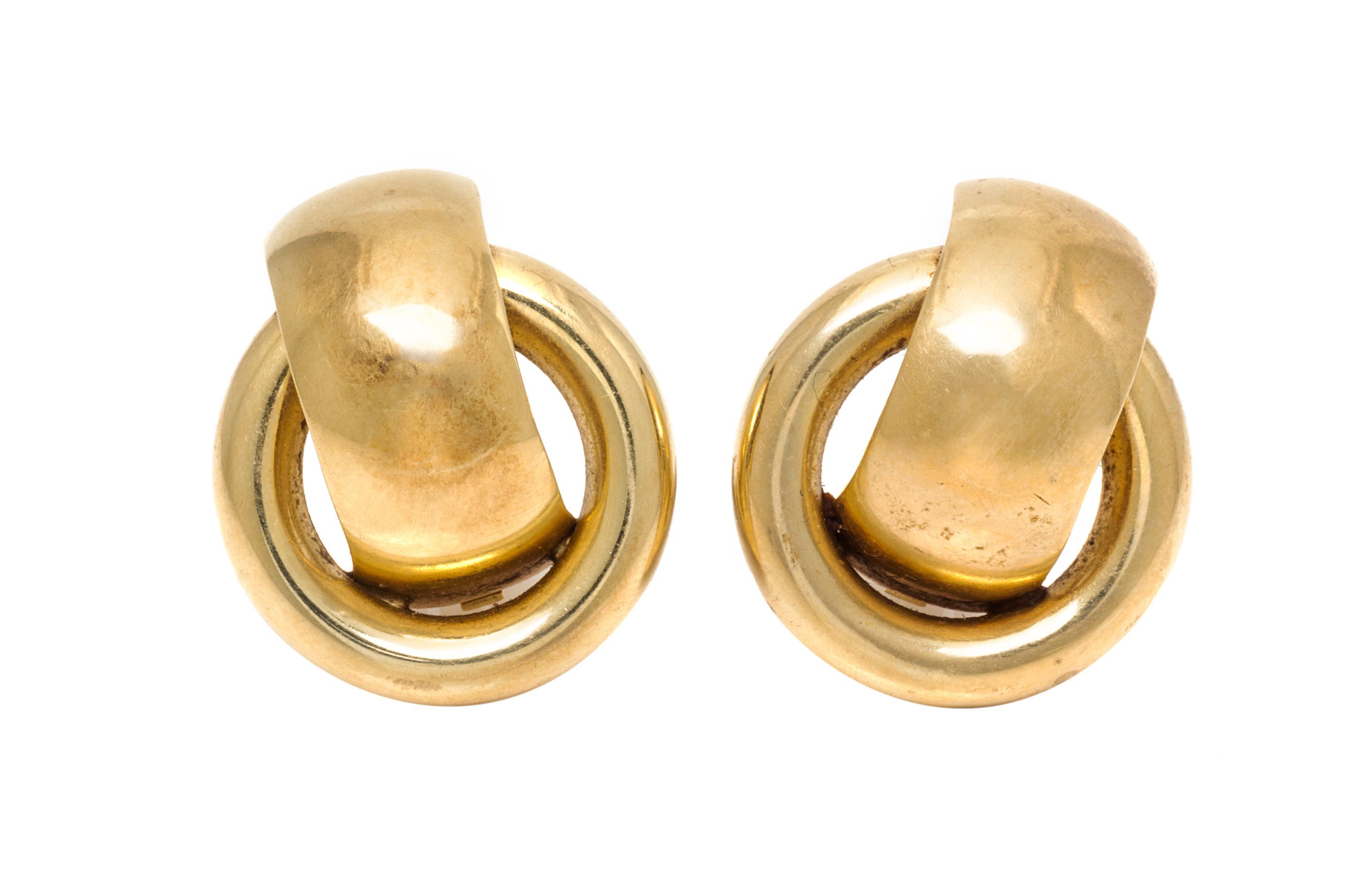A Pair of 18 Karat Yellow Gold Earclips, Grosse, Germany, Circa 1970, 12.10 dwts.
