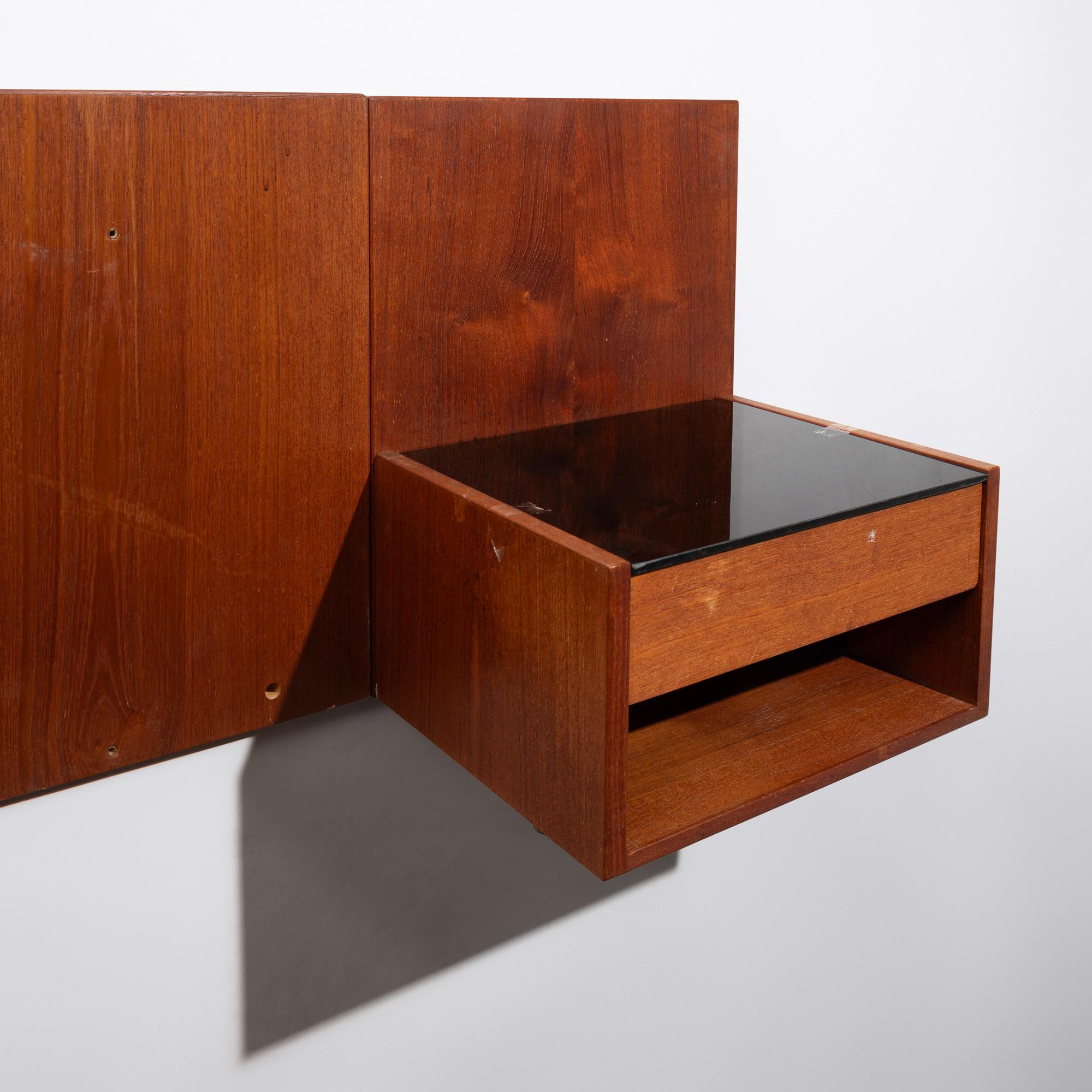Wall-mounted king size headboard and nightstands, Getama, Denmark