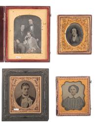 [EARLY PHOTOGRAPHY]. 35 assorted images including paper, tintype, ambrotype, and daguerreotype portraits.