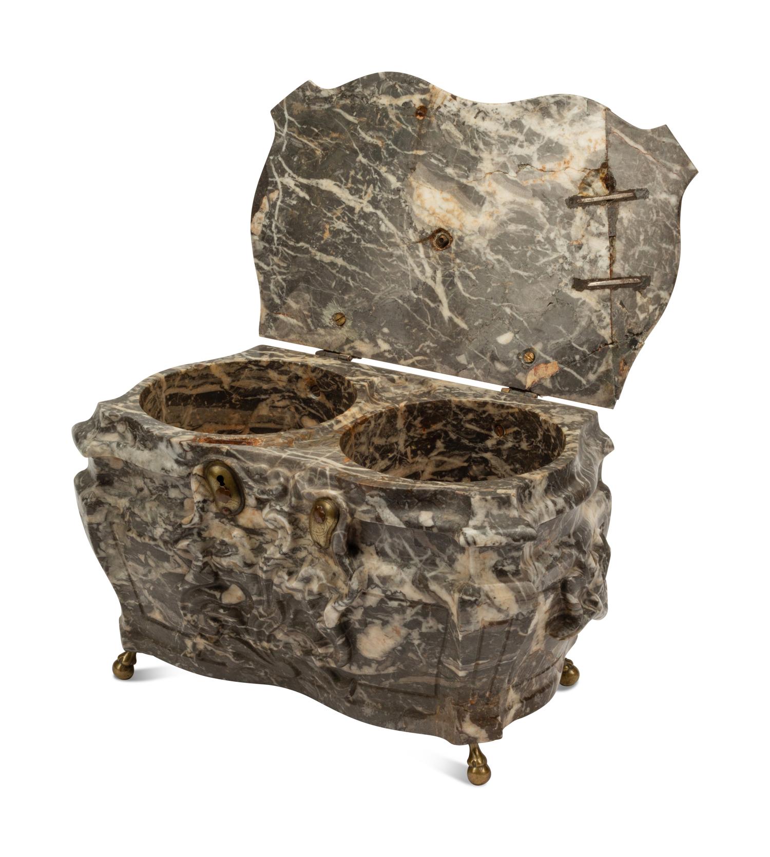An Italian Carved Marble Tea Caddy