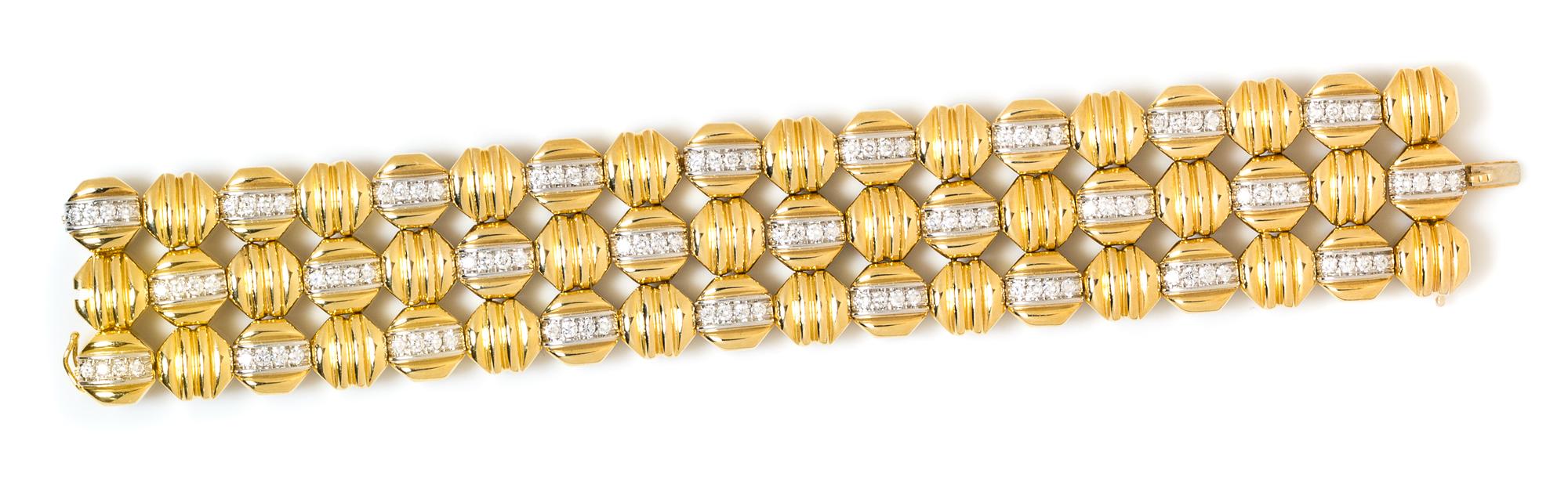An 18 Karat Yellow Gold, Platinum and Diamond Bracelet, Chaavae, 86.60 dwts.