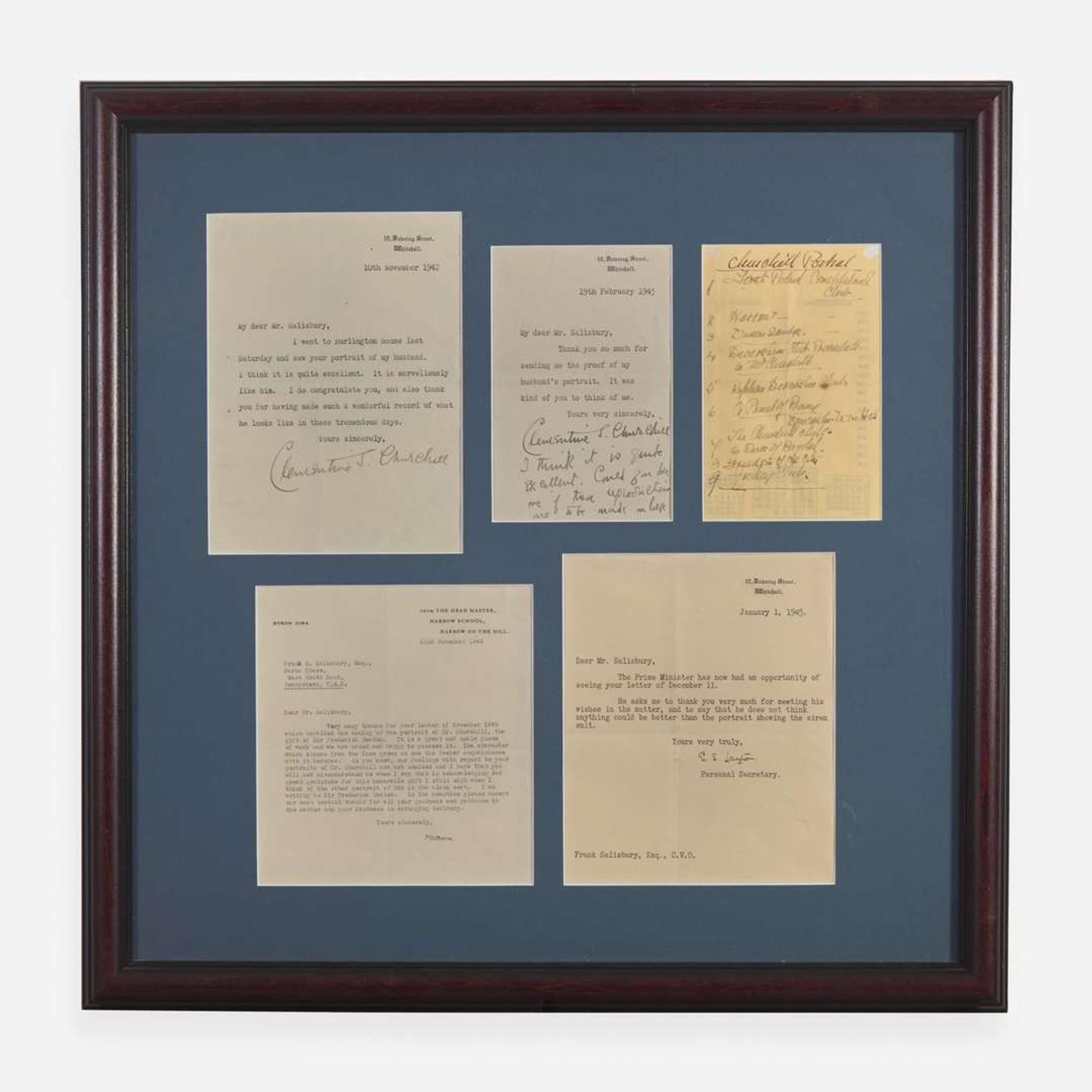 [Churchill, Winston] Churchill, Clementine Two Typed Letters, signed