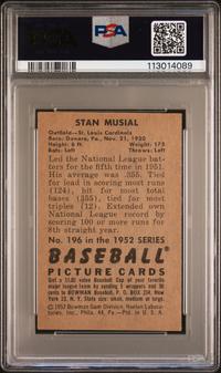 A 1952 Bowman Stan Musial Signed Autograph Baseball Card No. 196 (PSA Authentic)