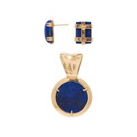 YELLOW GOLD AND LAPIS LAZULI EARRINGS AND PENDANT