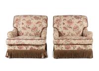 A Pair of Contemporary Bridgewater Style Lounge Chairs with Bullion Fringe