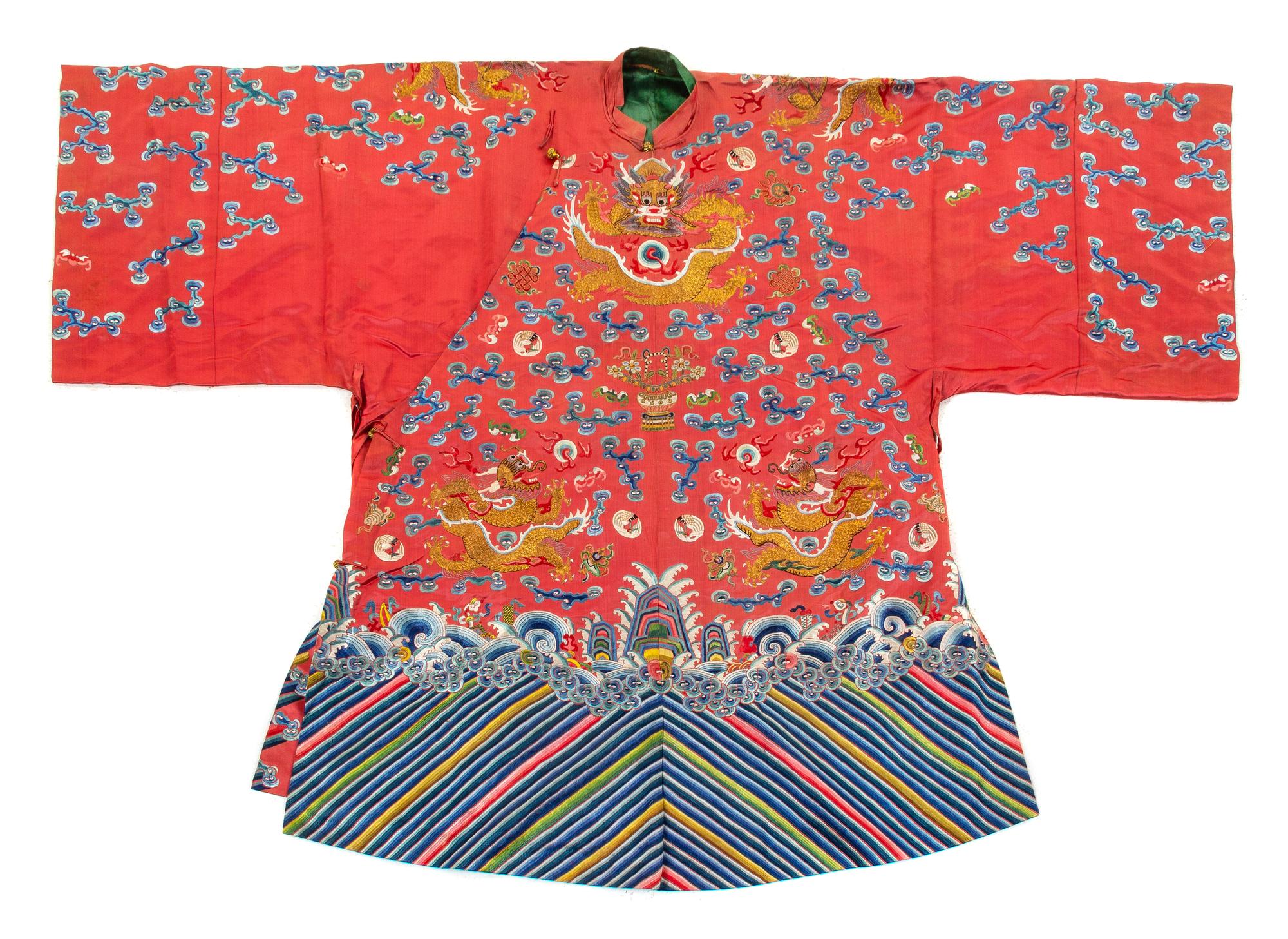 A Semi-Formal Red Ground Dragon Robe