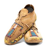 Northern Plains Beaded Hide Moccasins