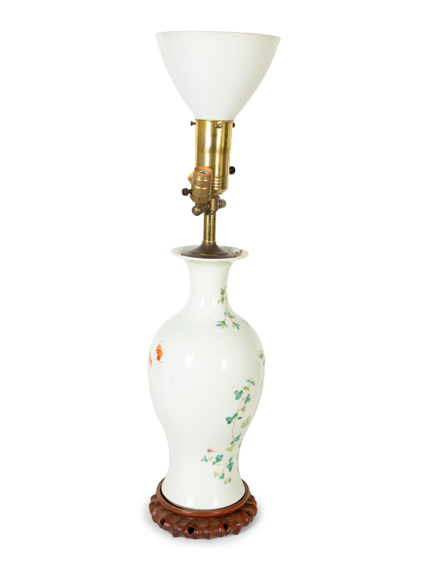 A Chinese Export Porcelain Vase Mounted as a Lamp