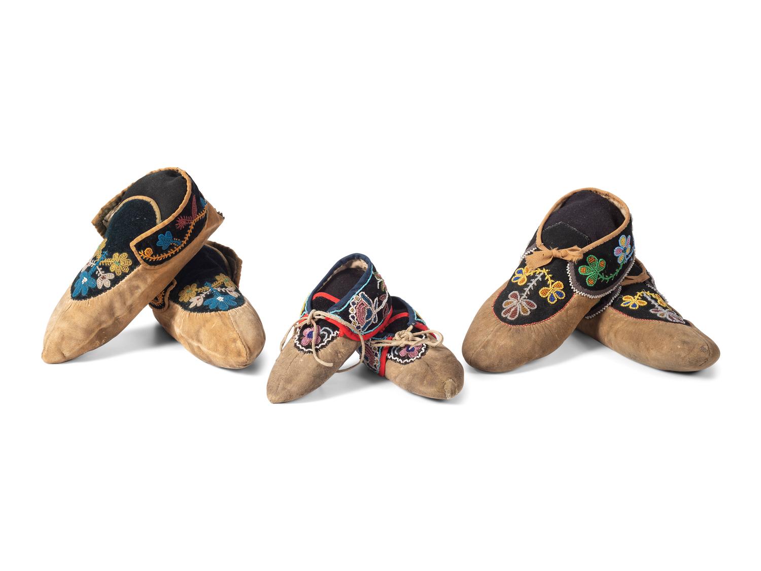 Anishinaabe Beaded Hide Moccasins