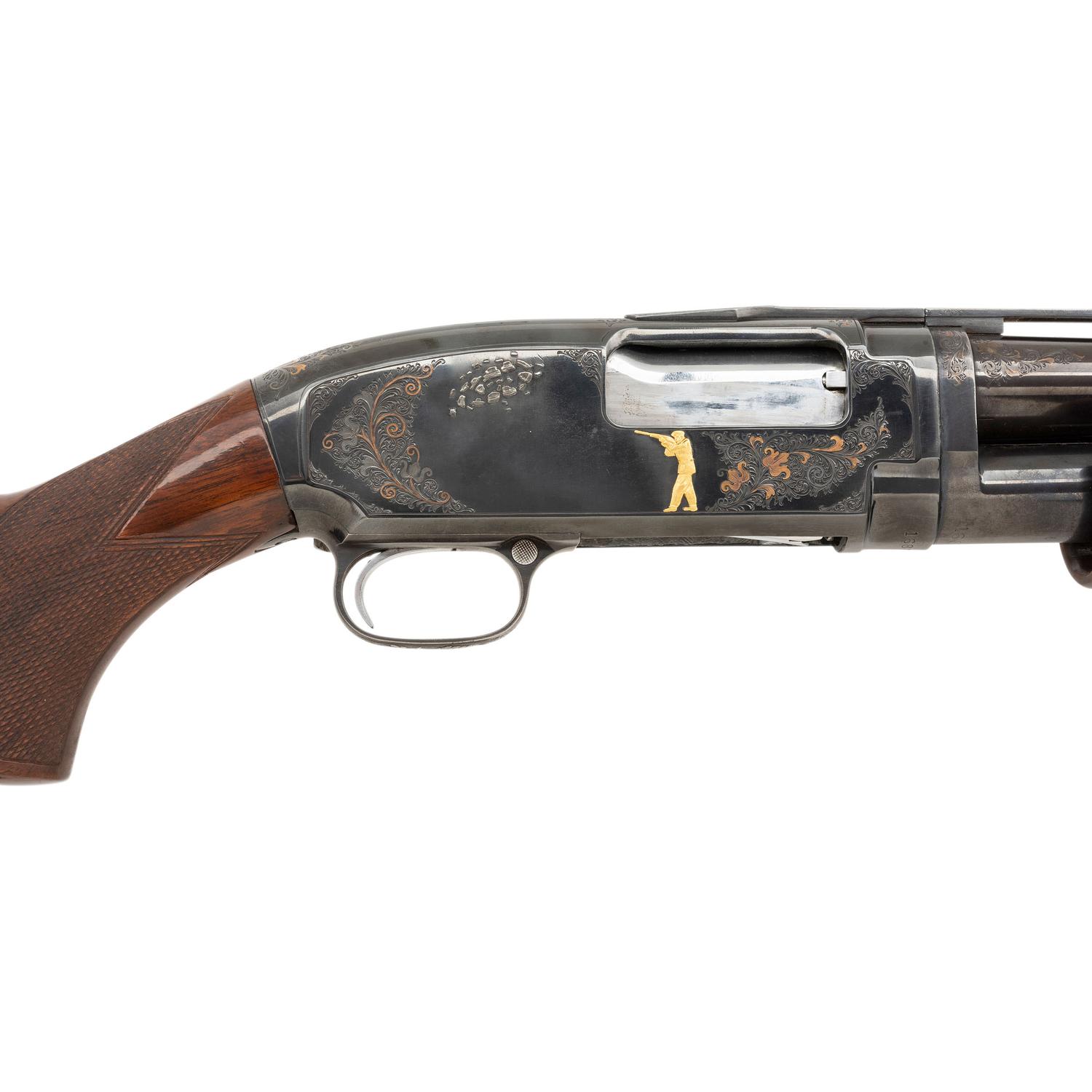 **Winchester Model 12 Engraved and Gold Inlaid 12 Gauge with Cutts Compensator