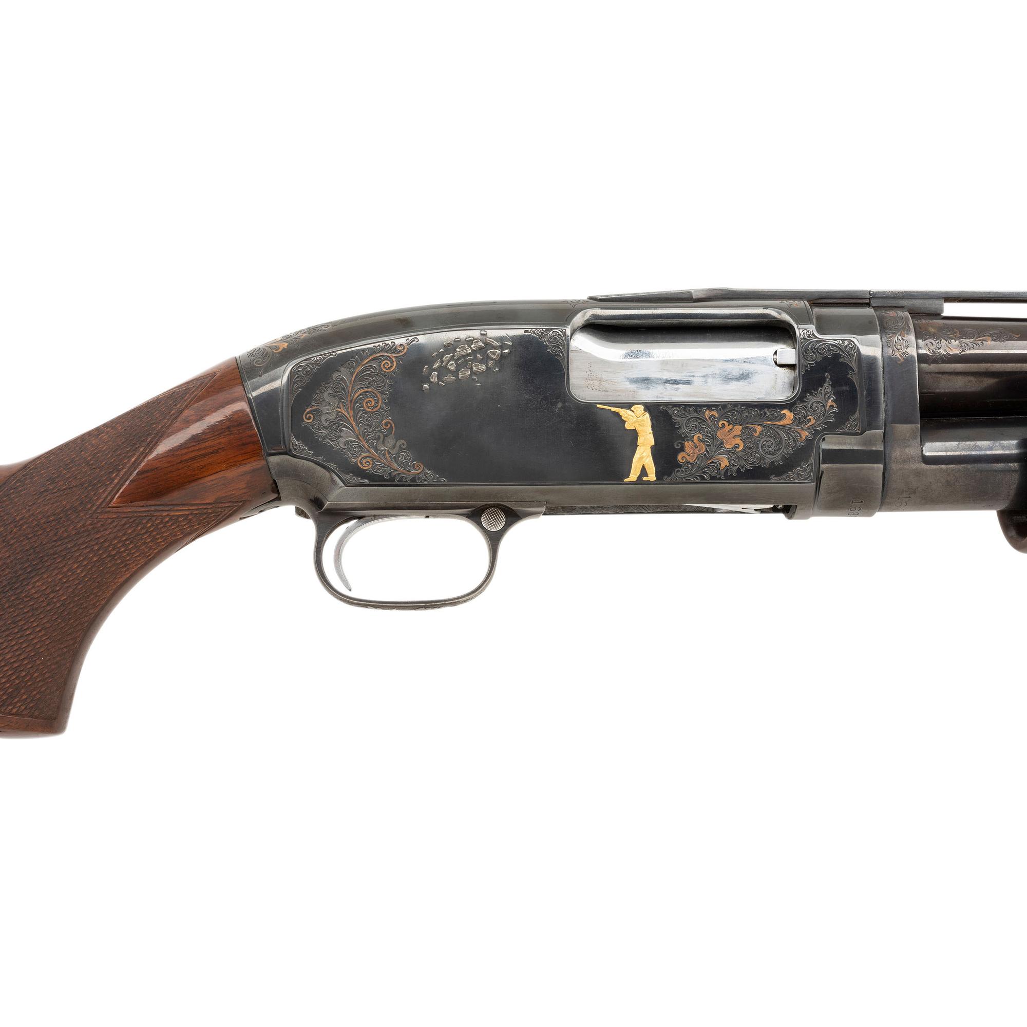 **Winchester Model 12 Engraved and Gold Inlaid 12 Gauge with Cutts Compensator