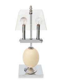 A Chrome and Ostrich Egg Lamp