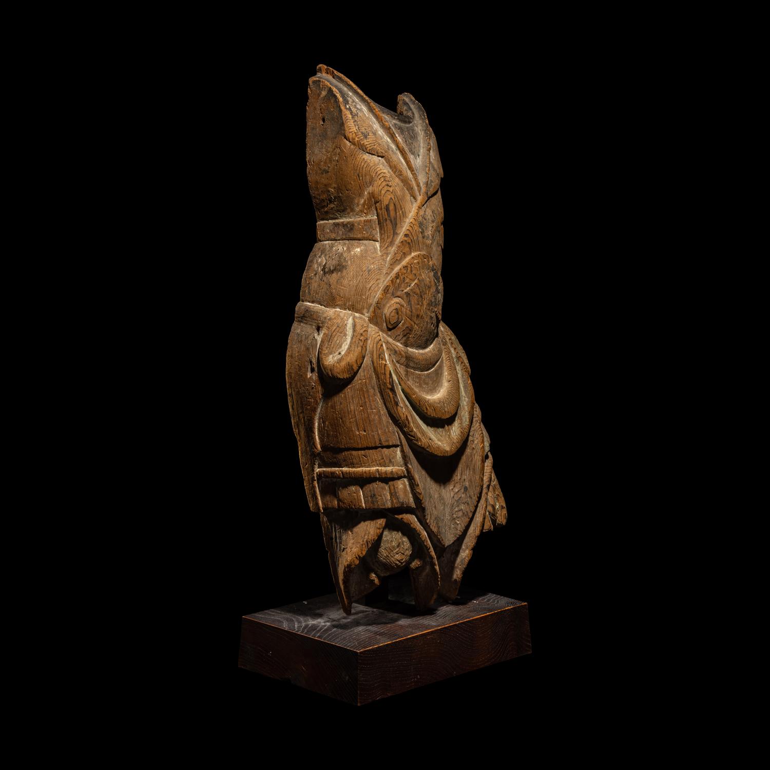 A Japanese Heian Wood Torso of a Guardian