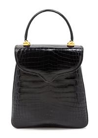 A Lana Marks Black Alligator Bag, 9 x 8 1/2 x 3 inches.