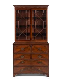 A George III Mahogany Bureau Bookcase