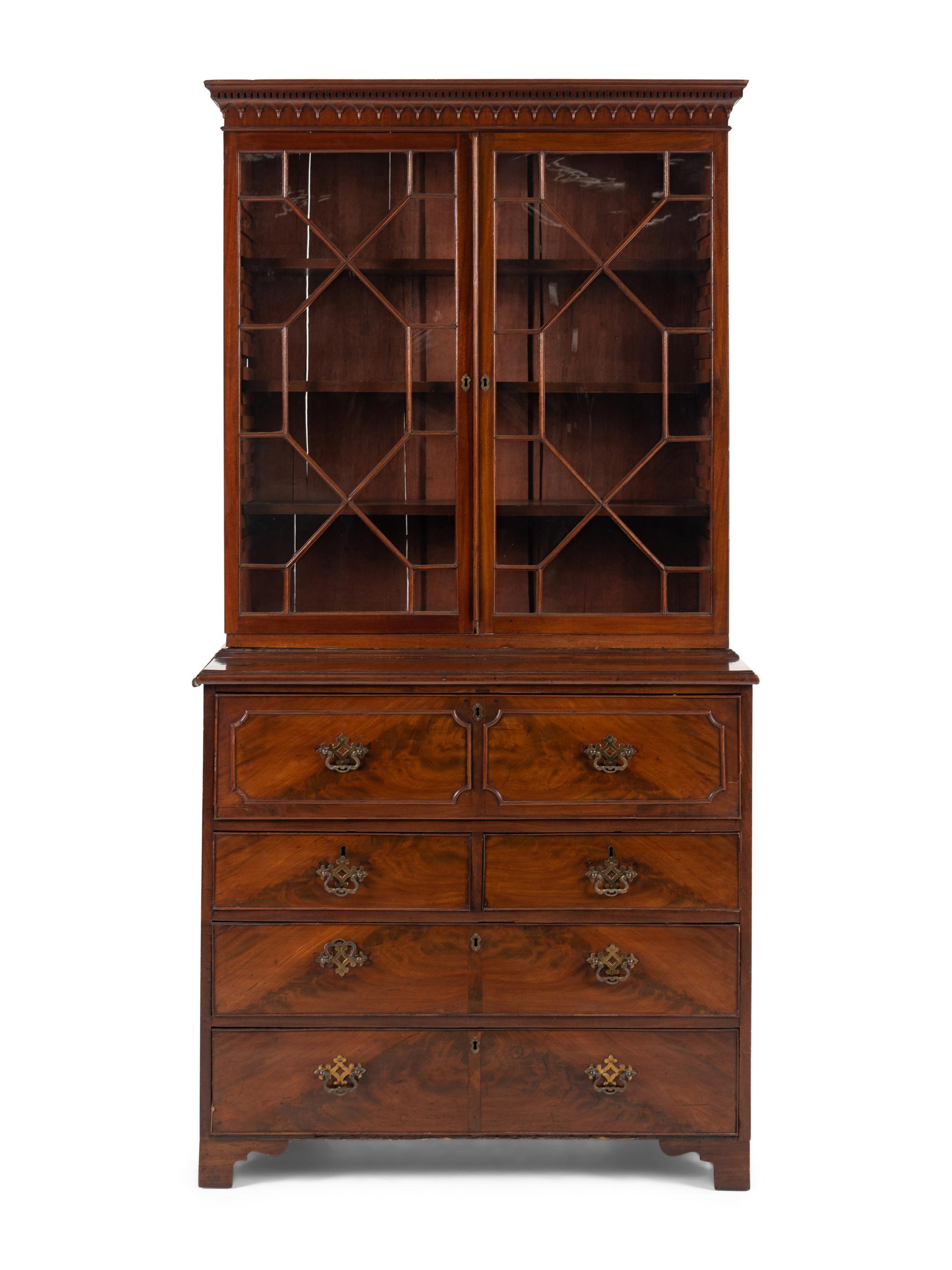 A George III Mahogany Bureau Bookcase