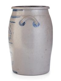 A Hamilton and Jones 10-Gallon Cobalt-Decorated Stoneware Crock