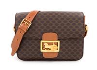 A Celine Brown Macadam Pattern Shoulder Bag, 7.5" H x 9.5" W x 2.5" D; Strap drop: 15.5"- 18.5".