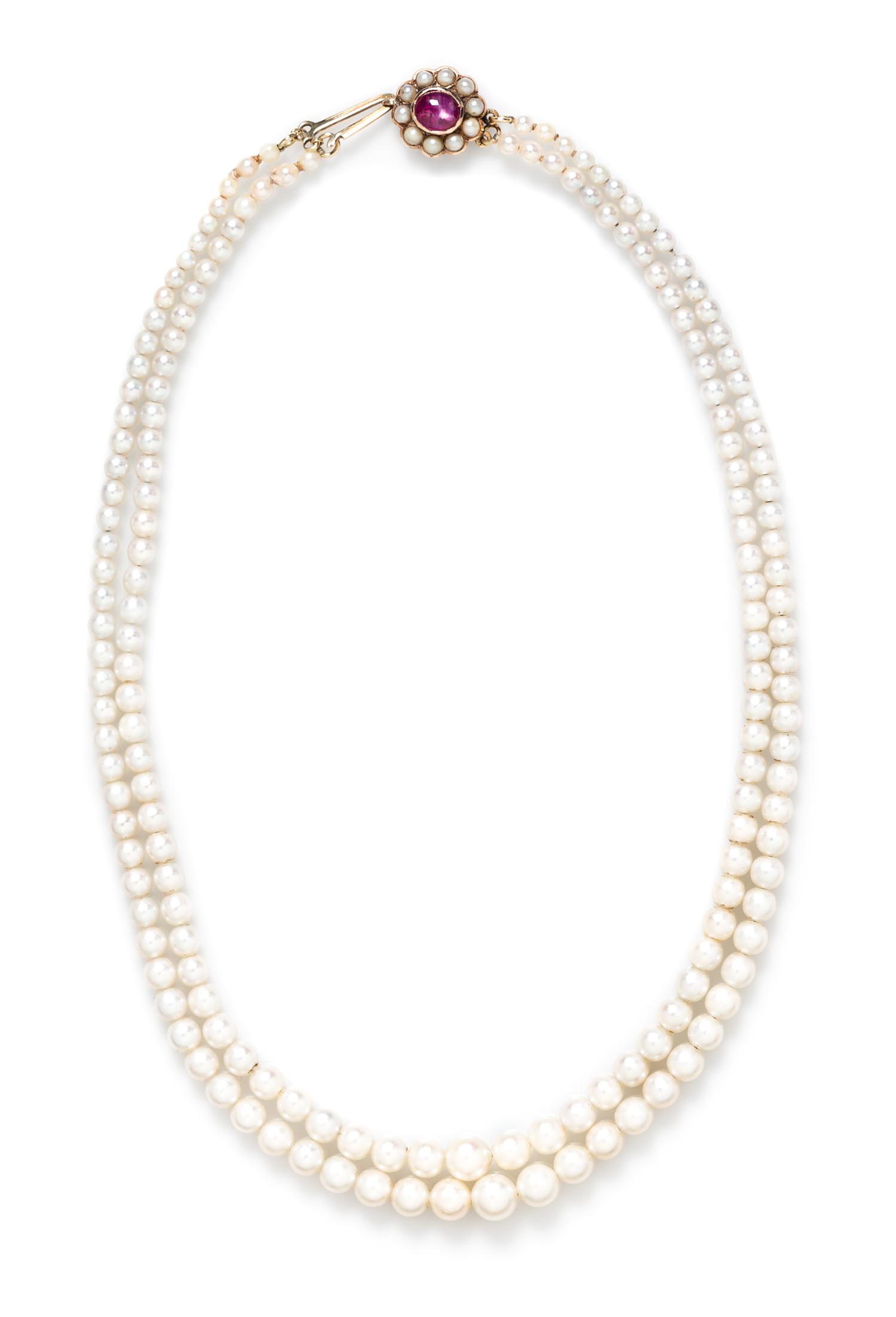 A Cultured Pearl and Star Ruby Demi Parure,